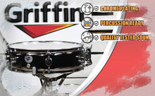 Load image into Gallery viewer, Piccolo Snare Drum 13" x 3.5" by GRIFFIN - 100% Poplar Wood Shell Black PVC & White Coated Drum Head