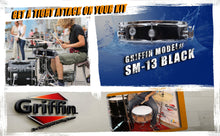 Load image into Gallery viewer, Piccolo Snare Drum 13" x 3.5" by GRIFFIN - 100% Poplar Wood Shell Black PVC & White Coated Drum Head