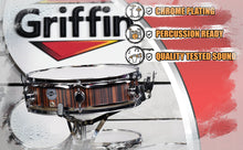 Load image into Gallery viewer, Piccolo Snare Drum 13" x 3.5" by GRIFFIN - 100% Poplar Wood Shell Black Hickory Finish & Drum Head