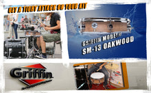 Load image into Gallery viewer, Piccolo Snare Drum 13" x 3.5" by GRIFFIN - 100% Poplar Shell with Oak Wood Finish & Coated Drum Head