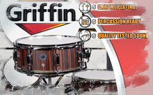 Load image into Gallery viewer, Snare Drum by GRIFFIN - 14" x 5.5"  Black Hickory PVC & Coated Head on Poplar Acoustic Wood Shell