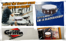 Load image into Gallery viewer, Snare Drum by GRIFFIN - 14" x 5.5"  Black Hickory PVC & Coated Head on Poplar Acoustic Wood Shell