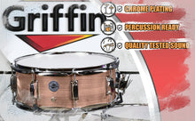 Load image into Gallery viewer, Oak Wood Snare Drum by GRIFFIN - PVC on Poplar Wood Shell 14" x 5.5" - Percussion Musical Instrument