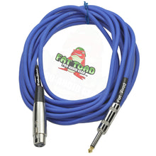 Load image into Gallery viewer, XLR Female to 1/4" Male Jack Microphone Cables (4 Pack) by FAT TOAD - 20ft Pro Audio Blue Mic Cord