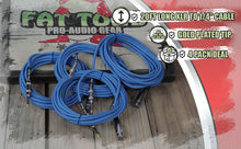 Load image into Gallery viewer, XLR Female to 1/4" Male Jack Microphone Cables (4 Pack) by FAT TOAD - 20ft Pro Audio Blue Mic Cord