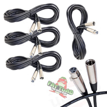 Load image into Gallery viewer, Microphone Cables by FAT TOAD - (4 Pack) 20ft Pro Audio XLR Mic Cord Patch Extension Wires