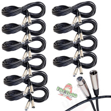 Load image into Gallery viewer, Microphone Cables by FAT TOAD (10 Pack) 20ft Professional Pro Audio XLR Mic Cord Patch Wires