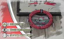 Load image into Gallery viewer, Guitar Cable Right Angled to 1/4 Straight-End Instrument Cord Tweed Cloth Jacket by FAT TOAD