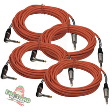 Load image into Gallery viewer, Guitar Cords (4 Pack) Right Angle Instrument Cable by FAT TOAD - 20FT 1/4 Inch Straight-End Wires