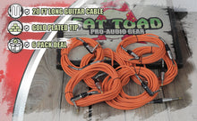 Load image into Gallery viewer, Guitar Cables (6 Pack) Right Angled Instrument Cord by FAT TOAD - 20FT 1/4 Quarter Inch Straight-End