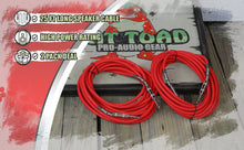 Load image into Gallery viewer, 1/4" to 1/4 Male Jack Speaker Cables (2 Pack) by FAT TOAD - 25ft Professional Pro Audio Red DJ
