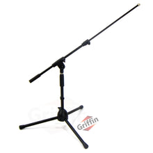Load image into Gallery viewer, Short Microphone Stand with Boom Arm by GRIFFIN - Low Profile Tripod Mic Stand Mount for Kick Bass
