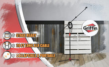 Load image into Gallery viewer, Microphone Stand with Telescoping Boom, XLR Cable and Mic Clip Package by GRIFFIN - Premium Tripod