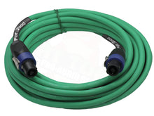 Load image into Gallery viewer, Speakon to Speakon Cables (2 Pack) by FAT TOAD - 25ft Professional DJ Pro Audio Green Speaker PA