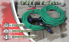 Load image into Gallery viewer, Speakon to Speakon Cables (2 Pack) by FAT TOAD - 25ft Professional DJ Pro Audio Green Speaker PA