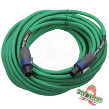 Load image into Gallery viewer, Speakon to Speakon Cable by FAT TOAD - 50ft Professional 12GA Pro Audio Green Speaker PA Cord