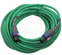 Load image into Gallery viewer, Speakon to Speakon Cable by FAT TOAD - 50ft Professional 12GA Pro Audio Green Speaker PA Cord