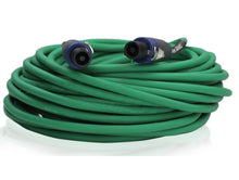Load image into Gallery viewer, Speakon to Speakon Cables (2 Pack) by FAT TOAD - 50ft Professional Pro Audio Green Speaker PA Cord