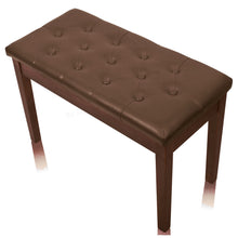 Load image into Gallery viewer, GRIFFIN Brown Wood PU Leather Piano Bench - Double Vintage Design, Ergonomic Chair Musician Keyboard