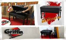 Load image into Gallery viewer, GRIFFIN Genuine Leather Piano Bench - Oversize Keyboard Duet Stool - Black Solid Wood & Music Seat