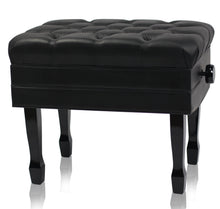 Load image into Gallery viewer, Genuine Leather Adjustable Piano Bench by GRIFFIN - Black Solid Wood Vintage Style & Heavy-Duty