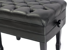 Load image into Gallery viewer, Genuine Leather Adjustable Piano Bench by GRIFFIN - Black Solid Wood Vintage Style & Heavy-Duty