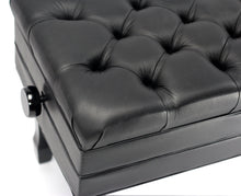 Load image into Gallery viewer, Genuine Leather Adjustable Piano Bench by GRIFFIN - Black Solid Wood Vintage Style & Heavy-Duty