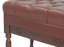 Load image into Gallery viewer, Genuine Leather Adjustable Piano Bench by GRIFFIN - Brown Solid Wood Vintage Design, Heavy-Duty