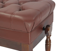 Load image into Gallery viewer, Genuine Leather Adjustable Piano Bench by GRIFFIN - Brown Solid Wood Vintage Design, Heavy-Duty