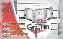 Load image into Gallery viewer, Metal Snare Drum by GRIFFIN - 14" x 5.5" inch Steel Chrome Shell - 8 Tuning Lugs & Snare Throw Off