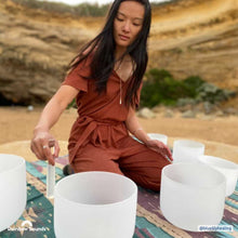 Load image into Gallery viewer, Set of 7 White Sound Therapy Bowls in Beige Carry-On Cases