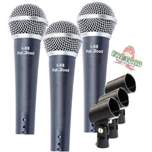 Load image into Gallery viewer, Vocal Handheld Microphones & Clips (3 Pack) by FAT TOAD - Cardioid Dynamic, Wired Instrument Mic