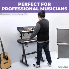 Load image into Gallery viewer, Adjustable Z Style Black Keyboard Stand w/ 2nd Tier
