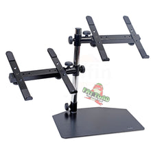 Load image into Gallery viewer, Double DJ Laptop Stand by FAT TOAD - 2 Tier PC Table Holder - Portable Computer Clamp Equipment Rack