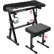 Load image into Gallery viewer, Adjustable Z Shape Black Keyboard Stand with Cover and Bench