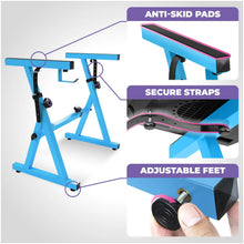 Load image into Gallery viewer, Adjustable Light Blue Z Style Keyboard Stand w/ Bench