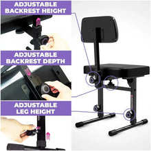 Load image into Gallery viewer, Adjustable Keyboard Bench Seat with Backrest