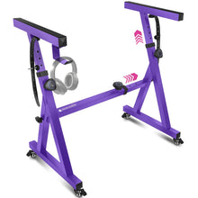 Load image into Gallery viewer, Adjustable Z Style Purple Keyboard Stand with Wheels