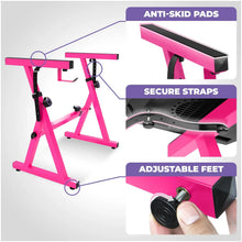 Load image into Gallery viewer, Pink Adjustable Z Style Keyboard Stand w/ Mesh Cushion Bench