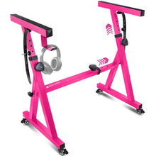 Load image into Gallery viewer, Adjustable Z Shape Pink Keyboard Stand with Wheels