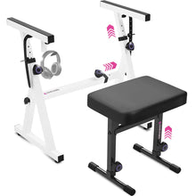 Load image into Gallery viewer, Adjustable White Z Style Keyboard Stand w/ Bench