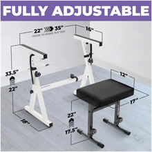 Load image into Gallery viewer, White Adjustable Z Style Keyboard Stand w/ Mesh Cushion Bench