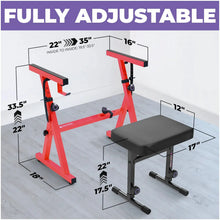Load image into Gallery viewer, Adjustable Red Z Style Keyboard Stand w/ Bench