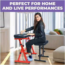 Load image into Gallery viewer, Adjustable Red Z Style Keyboard Stand w/ Bench