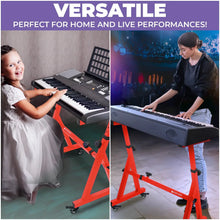 Load image into Gallery viewer, Adjustable Z Shape Red Keyboard Stand with Wheels