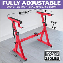 Load image into Gallery viewer, Adjustable Z Style Red Keyboard Stand