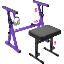 Load image into Gallery viewer, Adjustable Purple Z Style Keyboard Stand w/ Bench