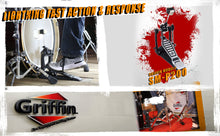Load image into Gallery viewer, Single Kick Bass Drum Pedal by GRIFFIN - Deluxe Double Chain Foot Percussion Hardware for Intense Play - 4 Sided Beater & Adjustable Power Cam System