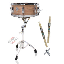 Load image into Gallery viewer, GRIFFIN Snare Drum Kit with Snare Stand, 2 Pairs of Maple Drum Sticks & Key | Wood Shell Drum Set