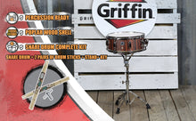 Load image into Gallery viewer, Snare Drum Set by GRIFFIN - Snare Stand, 2 Pairs of Maple Drum Sticks & Drum Key Wood Shell